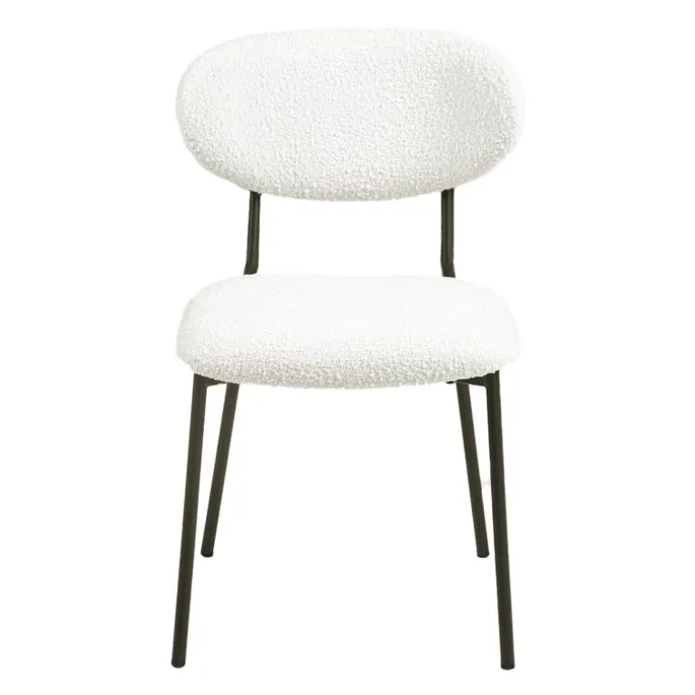 Bouclé Fabric Chairs (Set of 2) - White