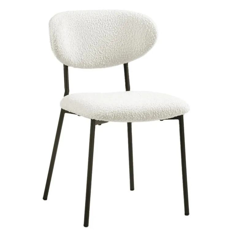 Bouclé Fabric Chairs (Set of 2) - White