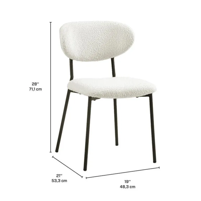 Bouclé Fabric Chairs (Set of 2) - White