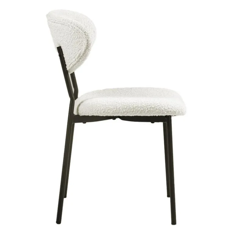 Bouclé Fabric Chairs (Set of 2) - White