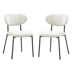 Bouclé Fabric Chairs (Set of 2) - White