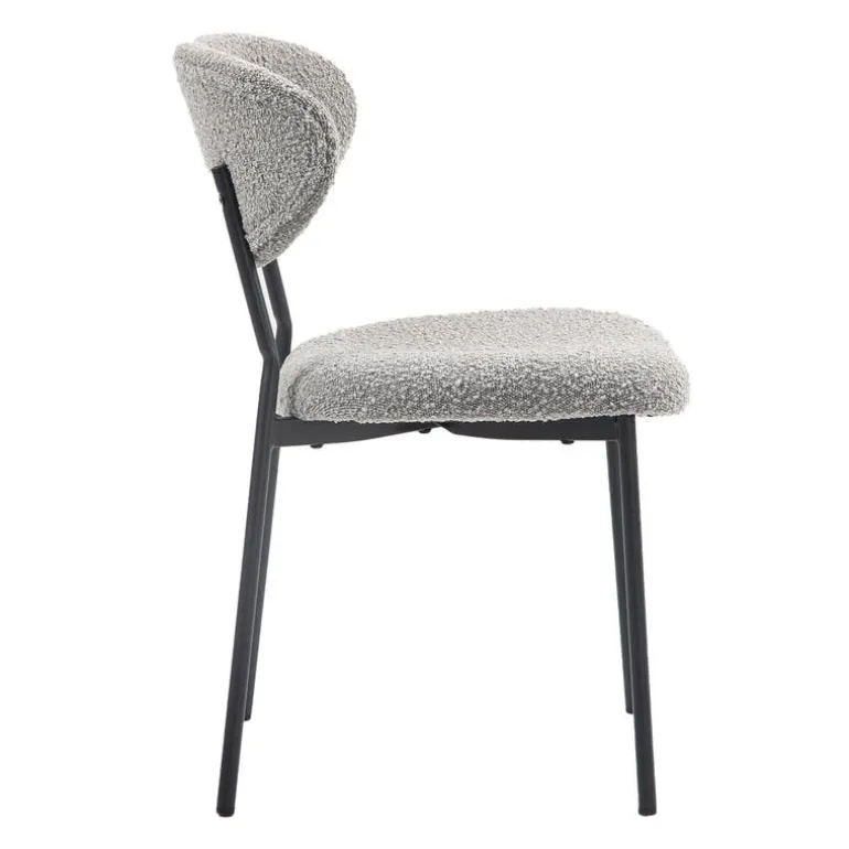 Bouclé Fabric Chairs (Set of 2) - Grey