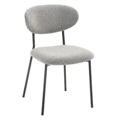 Bouclé Fabric Chairs (Set of 2) - Grey
