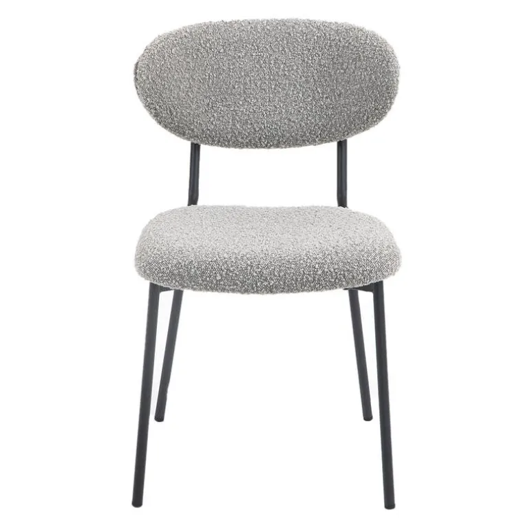 Bouclé Fabric Chairs (Set of 2) - Grey