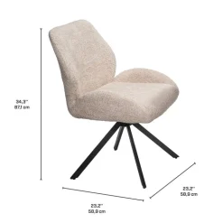 Bouclé Fabric Chairs with Low Arms (Set of 2) - Beige