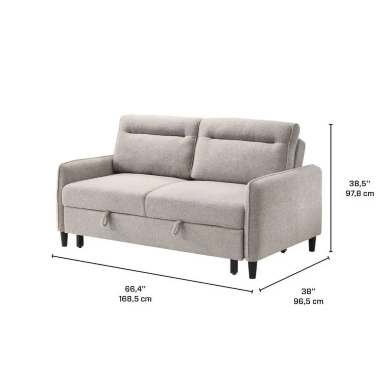 Bouclé Fabric Loveseat Bed