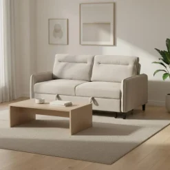 Bouclé Fabric Loveseat Bed