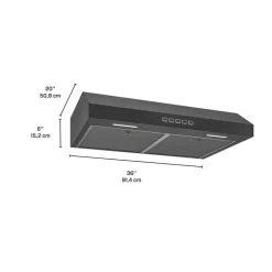 BROAN Range Hood Standard Black 36" , 350 CFM - GLA2363BLS