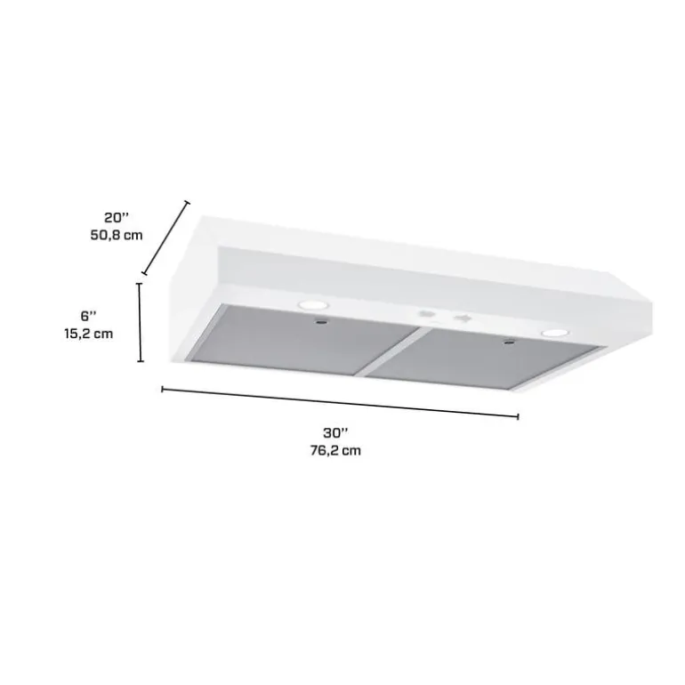 BROAN Range Hood Standard White 30" , 350 CFM - GLA1303WW