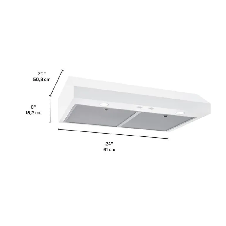 BROAN Range Hood Standard White 24" , 350 CFM - GLA1243WW