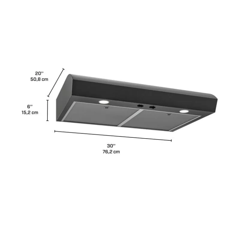 BROAN Range Hood Standard Black Stainless 30" , 350 CFM - MTR1303BLS