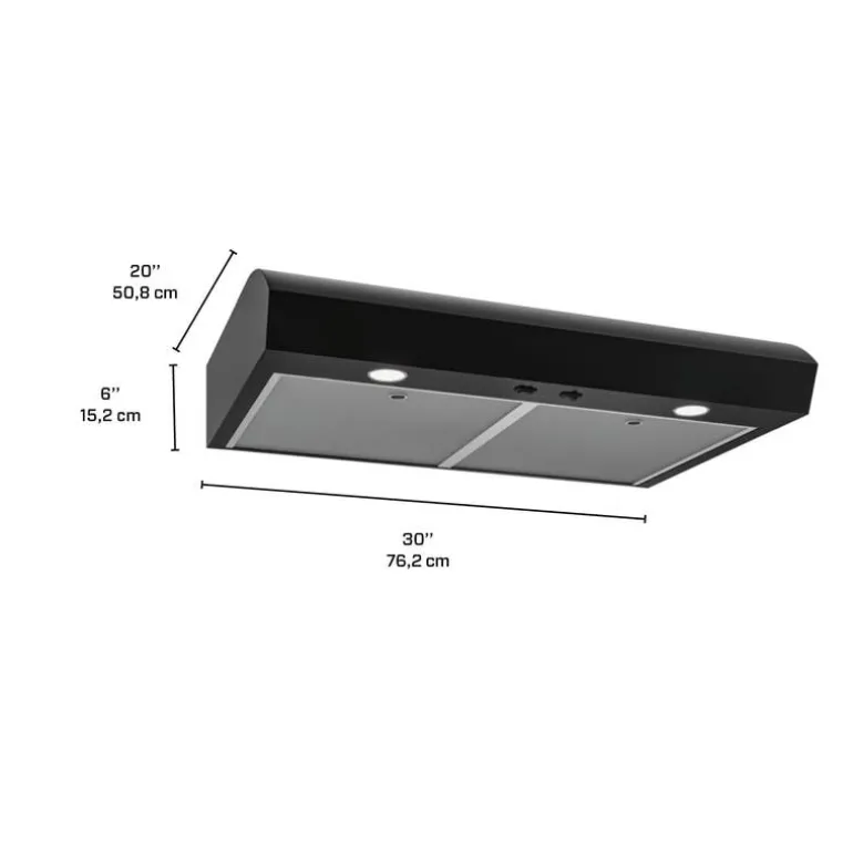 BROAN Range Hood Standard Black 30" , 350 CFM - MTR1303BL