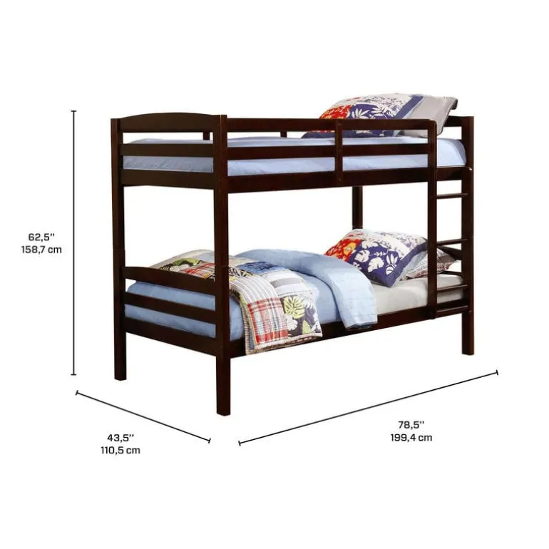 Brown Bunk Bed with Trundle Bed - 39"/39"