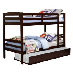 Brown Bunk Bed with Trundle Bed - 39"/39"