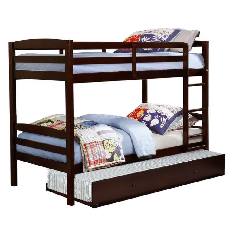Brown Bunk Bed with Trundle Bed - 39"/39"