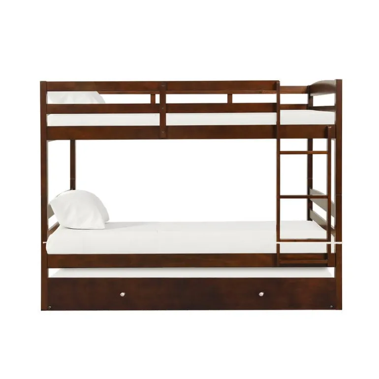 Brown Bunk Bed with Trundle Bed - 54"/54"