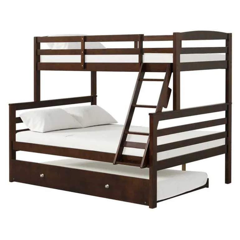 Brown Bunk Bed with Trundle Bed - 39"/54"