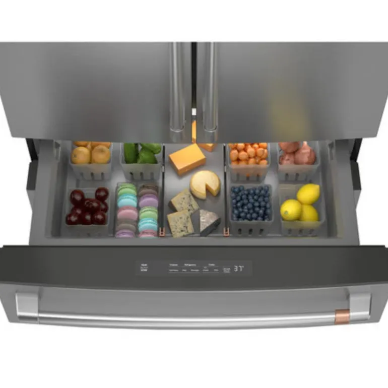 CAFE 23,2 Cu Ft 36 In Refrigerator Stainless Steel Bottom Freezer, French door - CJE23DP2WS1