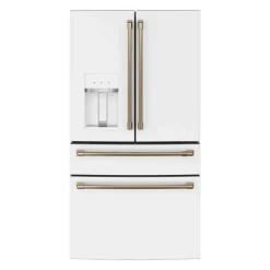 CAFE 27.8 Cu Ft 36 In Refrigerator White Bottom Freezer, French door - CVE28DP4NW2