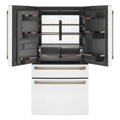 CAFE 27.8 Cu Ft 36 In Refrigerator White Bottom Freezer, French door - CVE28DP4NW2