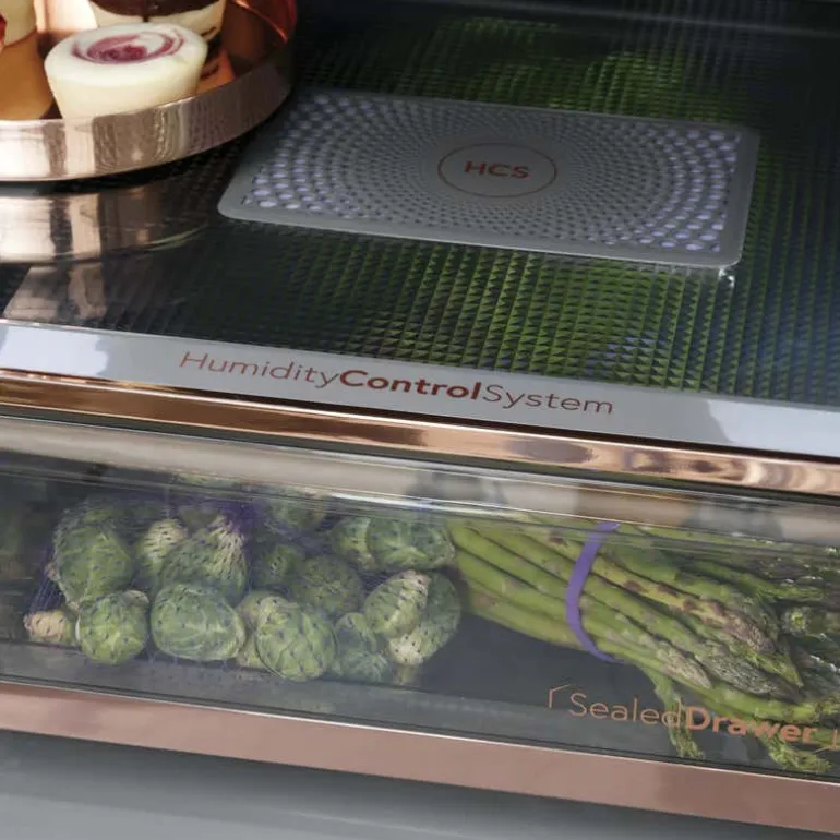 CAFE 27.8 Cu Ft 36 In Refrigerator Stainless Steel Bottom Freezer, French door - CVE28DP2NS1
