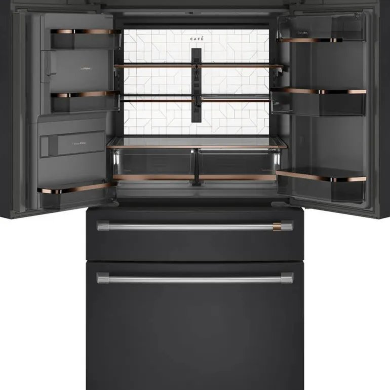CAFE 27.8 Cu Ft 36 In Refrigerator Black Bottom Freezer, French door - CVE28DP3ND1