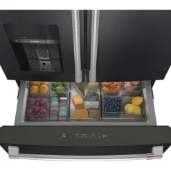 CAFE 27.8 Cu Ft 36 In Refrigerator Black Bottom Freezer, French door - CVE28DP3ND1