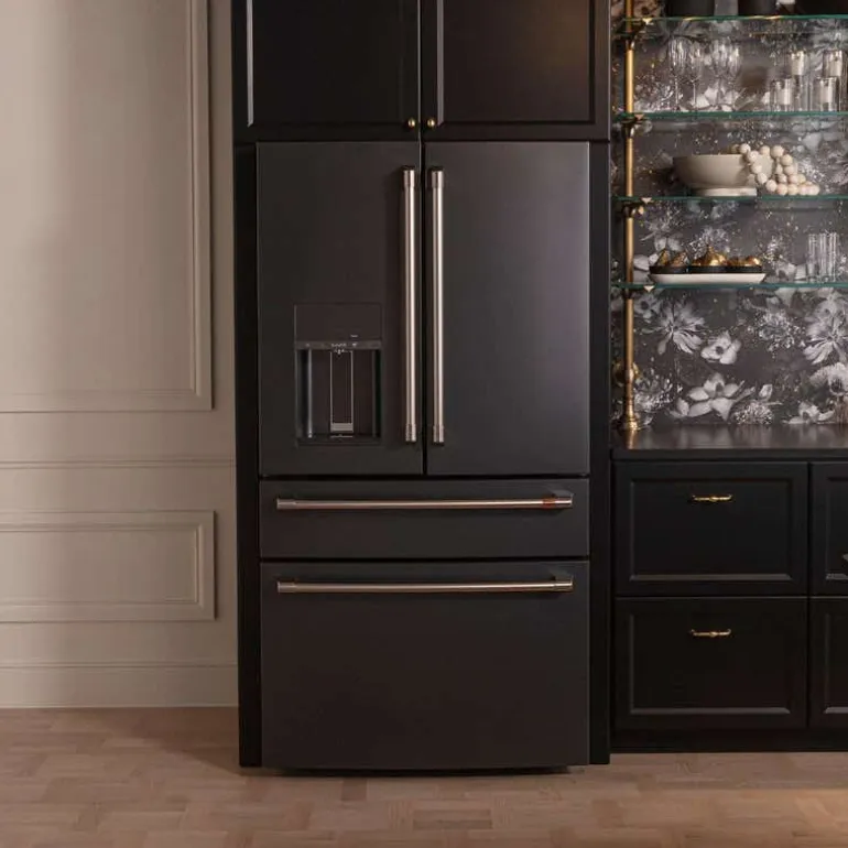 CAFE 27.8 Cu Ft 36 In Refrigerator Black Bottom Freezer, French door - CVE28DP3ND1