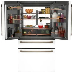 CAFE 23,2 Cu Ft 36 In Refrigerator White Bottom Freezer, French door - CJE23DP4WW2