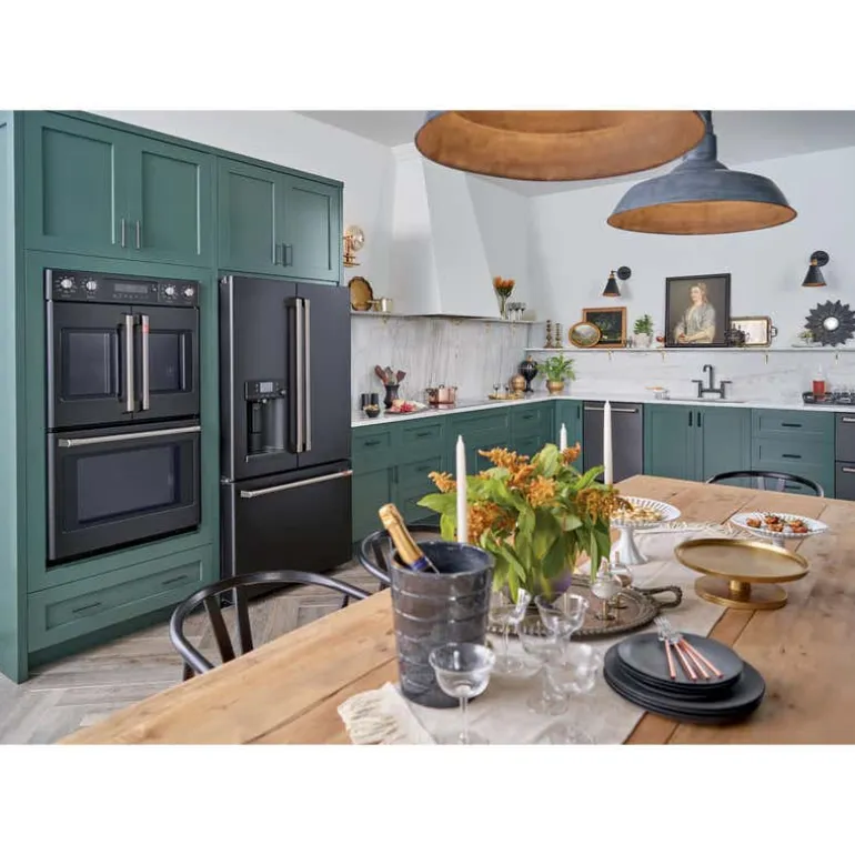 CAFE 22.2 Cu Ft 36 In Refrigerator Black Bottom Freezer, French door - CYE22TP3MD1