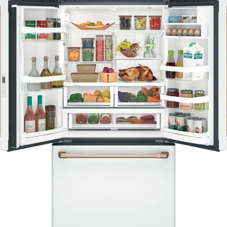 CAFE 23.1 Cu Ft 36 In Refrigerator White Bottom Freezer, French door - CWE23SP4MW2
