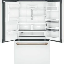 CAFE 22.2 Cu Ft 36 In Refrigerator White Bottom Freezer, French door - CYE22TP4MW2