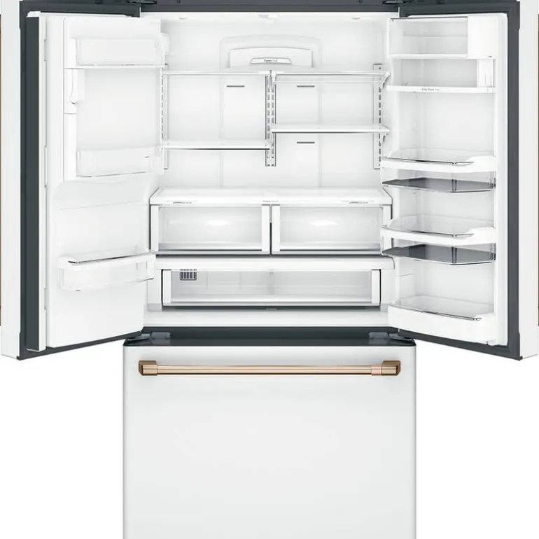 CAFE 22.2 Cu Ft 36 In Refrigerator White Bottom Freezer, French door - CYE22TP4MW2