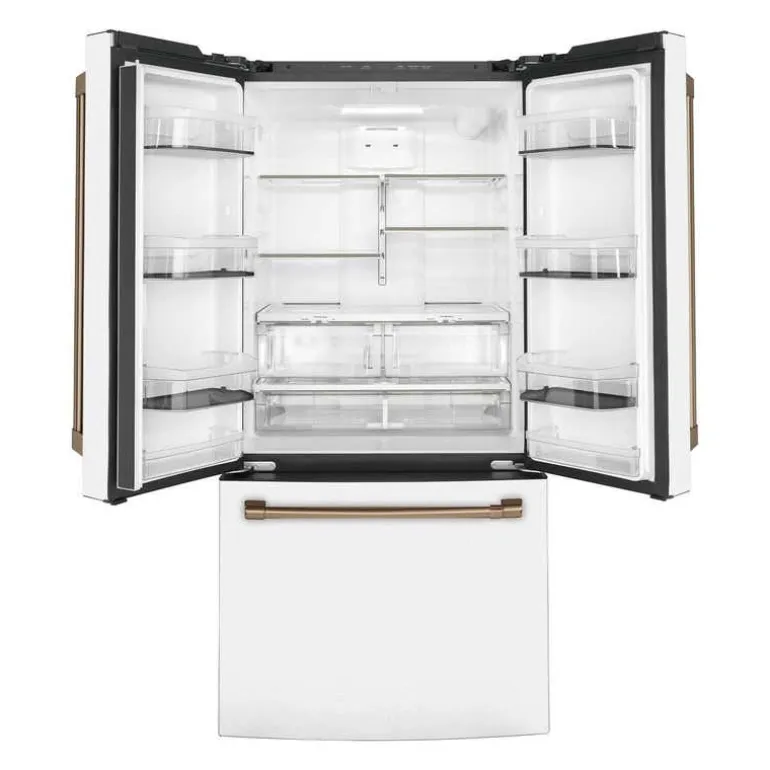 CAFE 18.6 Cu Ft 33 In Refrigerator White Bottom Freezer, French door - CWE19SP4NW2