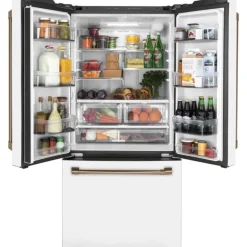 CAFE 18.6 Cu Ft 33 In Refrigerator White Bottom Freezer, French door - CWE19SP4NW2