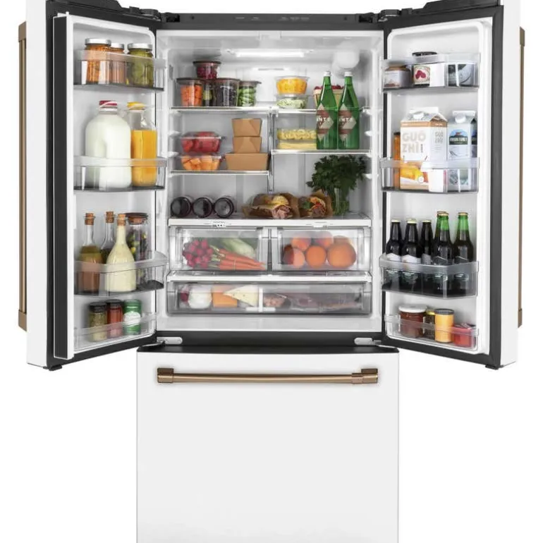 CAFE 18.6 Cu Ft 33 In Refrigerator White Bottom Freezer, French door - CWE19SP4NW2