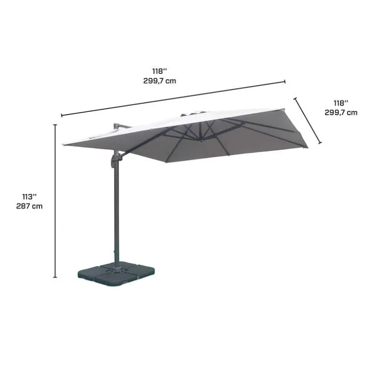 Cantilever Patio Umbrella with 360° Rotation and Base - 10 ft