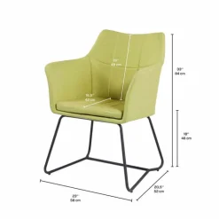 Chair with Metal Base - Lime Green