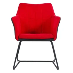 Chair with Metal Base - Red
