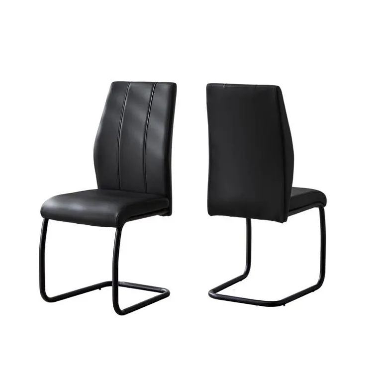 Chairs with Black Base (Set of 2) - Black - Monarch