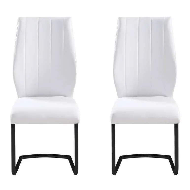 Chairs with Black Base (Set of 2) - White