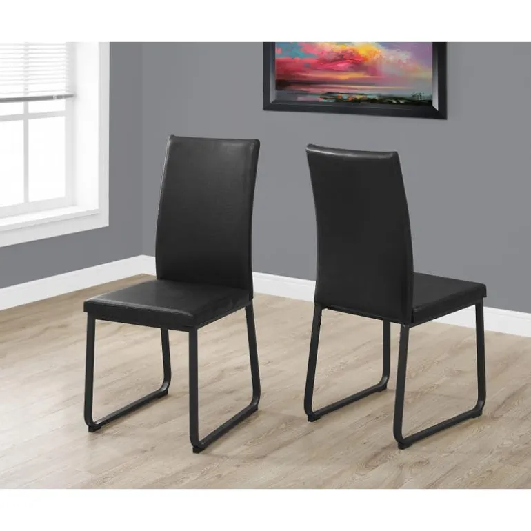 Chairs with Black Base (Set of 2) - Black - Monarch