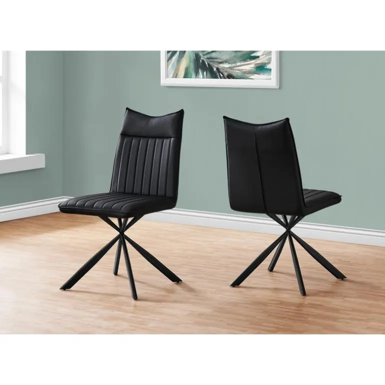 Chairs with Black Spider Legs (Set of 2) - Black - Monarch