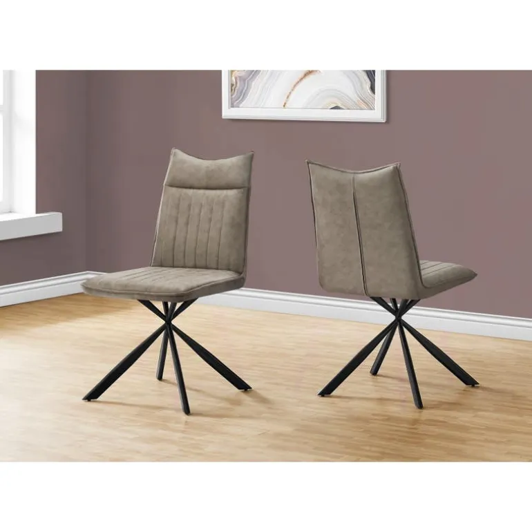 Chairs with Black Spider Legs (Set of 2) - Taupe - Monarch