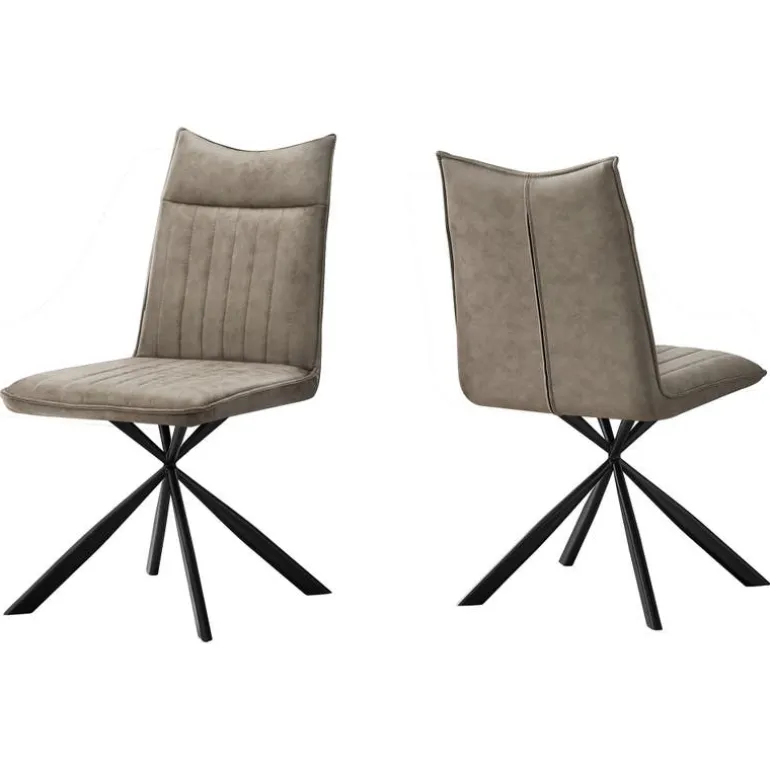 Chairs with Black Spider Legs (Set of 2) - Taupe - Monarch