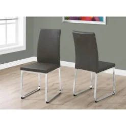 Chairs with Chrome Base (Set of 2) - Grey - Monarch