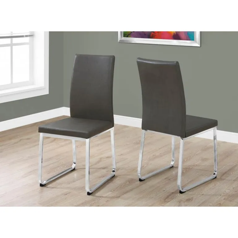 Chairs with Chrome Base (Set of 2) - Grey - Monarch