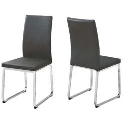 Chairs with Chrome Base (Set of 2) - Grey - Monarch
