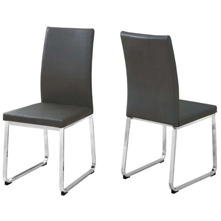 Chairs with Chrome Base (Set of 2) - Grey - Monarch