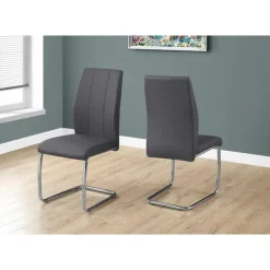 Chairs with Chrome Base (Set of 2) - Grey - Monarch